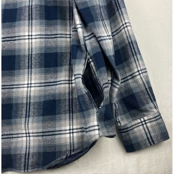 Weatherproof Vintage Men's Large Grey/Blu Plaid Flannel Lumberjack Outdoor Shirt - Picture 9 of 16